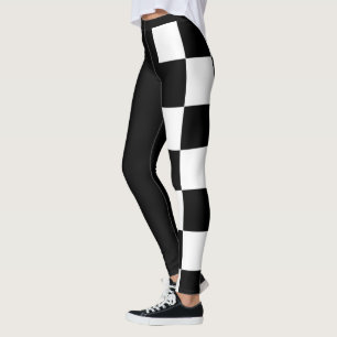Schwarz-Weiß-Halbwertszeit und halbes Schachbrett Leggings