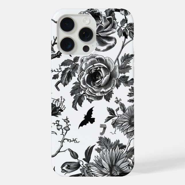 Schwarz-Weiß Halloween Case Optimiert iPhone 15 Hülle (Rückseite)