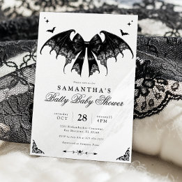 Schwarz-Weiß-Halloween-Kinderdusche Einladung
