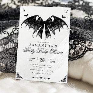 Schwarz-Weiß-Halloween-Kinderdusche Einladung
