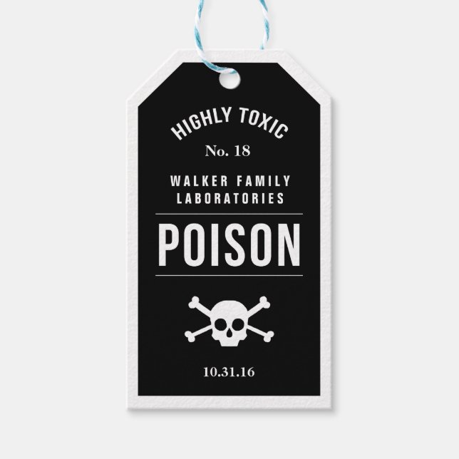 Schwarz-Weiß-Halloween-Laboretiker Geschenkanhänger (Vorderseite)