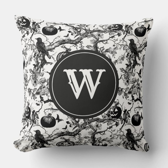 Schwarz-Weiß-Halloween-Monogramm Kissen (Von Creator hochgeladen)