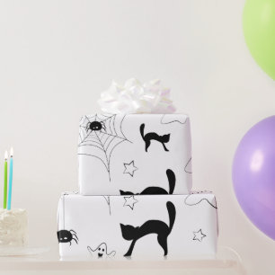 Schwarz-Weiß-Halloween-Muster Geschenkpapier