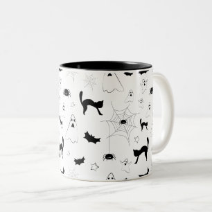 Schwarz-Weiß-Halloween-Muster Zweifarbige Tasse