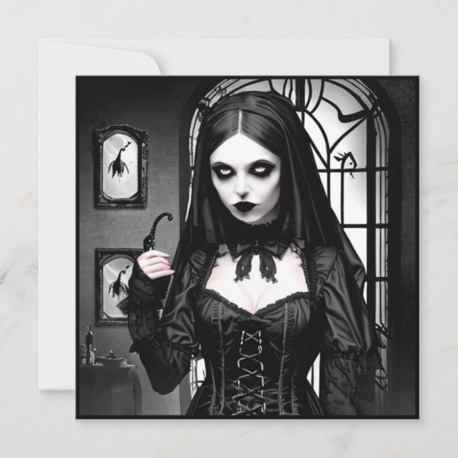 Schwarz-Weiß-Halloween-Party Einladung (Vorderseite)