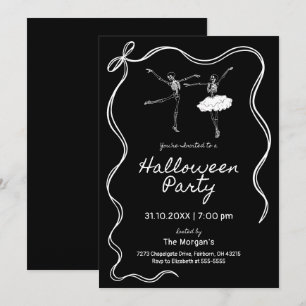 Schwarz-Weiß-Halloween-Party Einladung