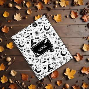 Schwarz-Weiß-Halloween-Silhouette Notizbuch