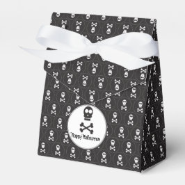 Schwarz-Weiß-Halloween-Skulls Gefälligkeitsbox Geschenkschachtel