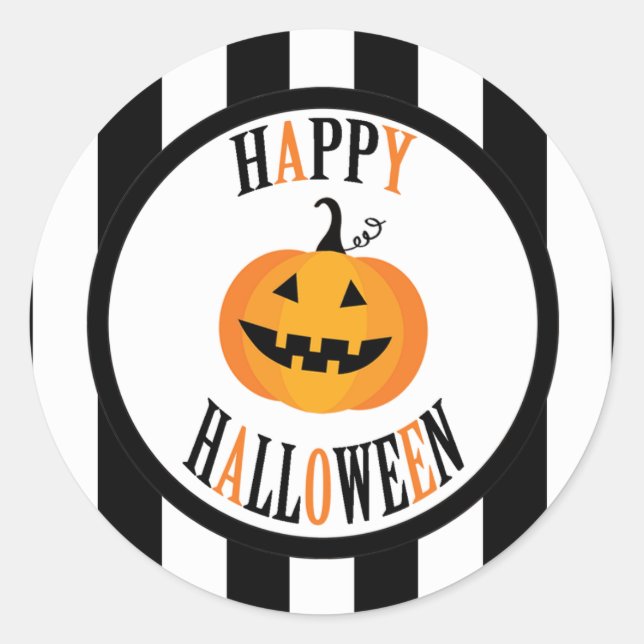Schwarz-Weiß-Halloween-Sticker Runder Aufkleber (Vorderseite)