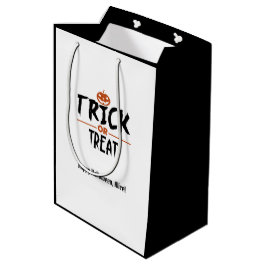 Schwarz/Weiß Halloween "Trick or Treat" Print Mittlere Geschenktüte