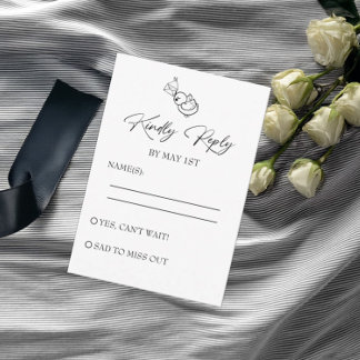 Schwarz-Weiß-Hand-Hochzeit RSVP Karte
