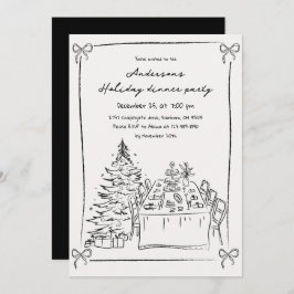 Schwarz-Weiß-Hand-Weihnachtsfeier Einladung