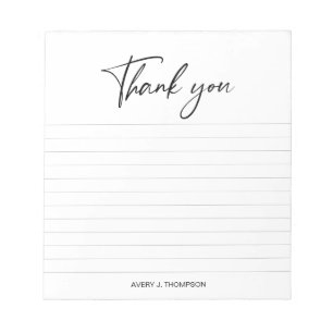Schwarz-weiß Handlettering Dankeschön personalisie Notizblock