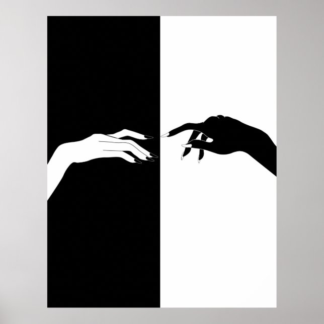 Schwarz-Weiß-Hands Moderne, einfache Linie Kunst Poster (Vorne)