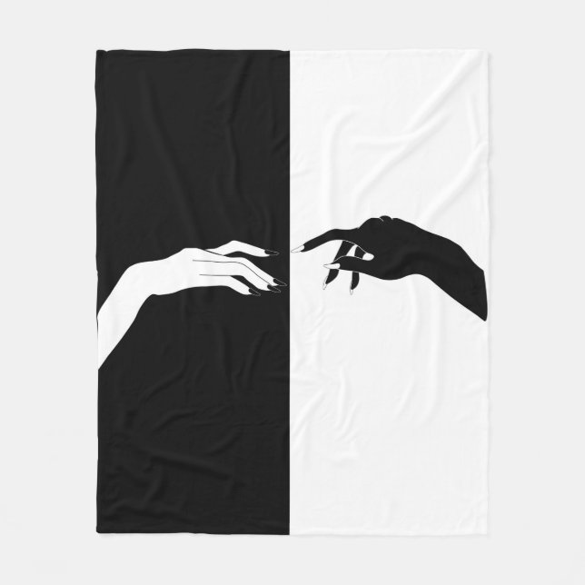 Schwarz-Weiß-Hands Moderne Kunst Fleecedecke (Vorderseite)