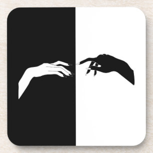 Schwarz-Weiß-Hands Moderne Kunst Getränkeuntersetzer