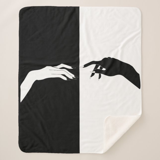 Schwarz-Weiß-Hands Moderne Kunst Sherpadecke (Vorderseite)