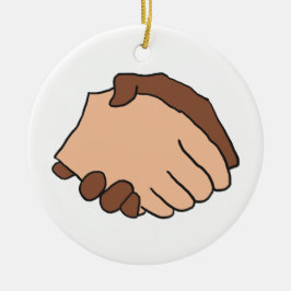 Schwarz-Weiß-Handshake Anti-Rassist Keramik Ornament
