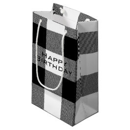 Schwarz-Weiß Happy Geburtstagsbüffel kariert Kleine Geschenktüte
