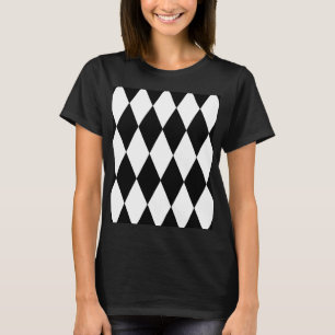 Schwarz-weiß-Harlekin-Diamanten-Musterdesign T-Shirt