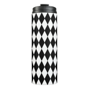 Schwarz-weiß Harlekin-Diamanten-Musterdesign  Thermosbecher