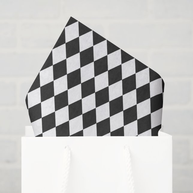 Schwarz-Weiß-Harlekin-Diamanten Seidenpapier (Geschenktüte)