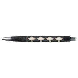 Schwarz-Weiß-Harlequin Diamond-Karo-Muster Kugelschreiber