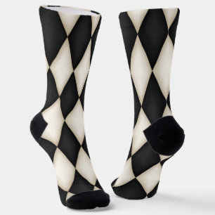 Schwarz & Weiß Harlequin Diamond Karo Pattern Fun Socken