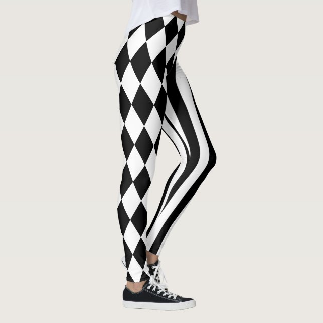 Schwarz-weiß Harlequin Men Jester Diamond Leggings (Rechts)