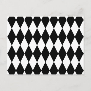 Schwarz-weiß Harlequin Pattern Postkarte