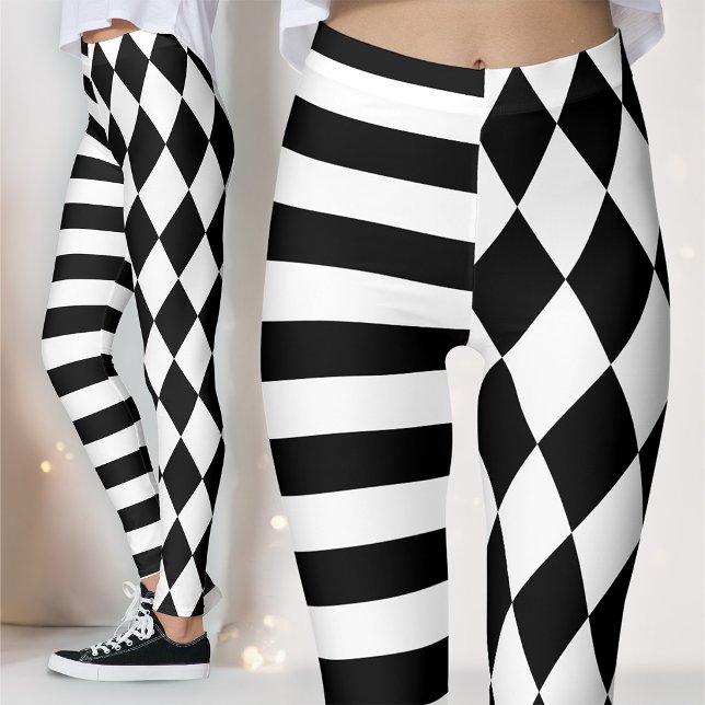 Schwarz-Weiß-Harlequin Streifen und Jester Leggings (Von Creator hochgeladen)