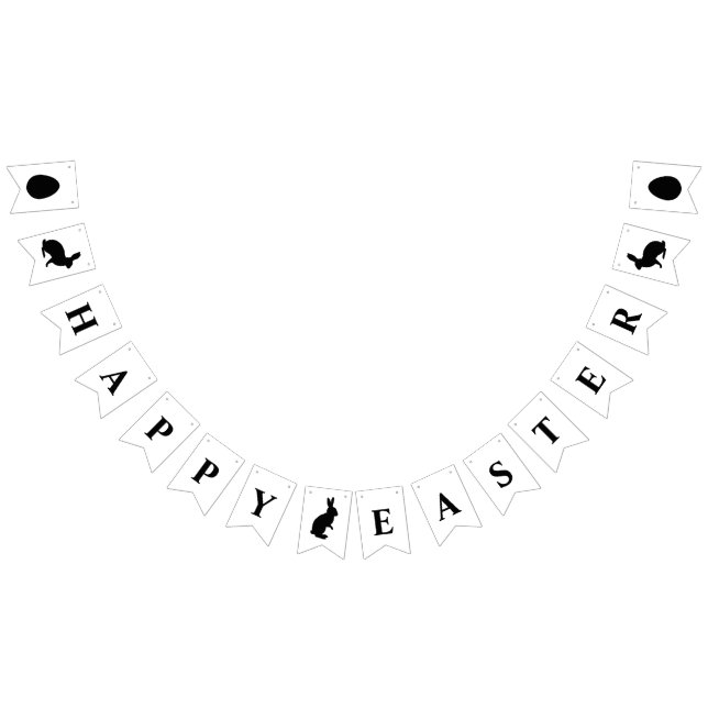 Schwarz-Weiß-Hasen Frohe Ostern Text Wimpelkette (Alle)
