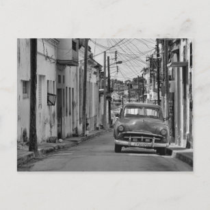 Schwarz-weiß Havana Street Oldtimer Car Kuba Reise Postkarte