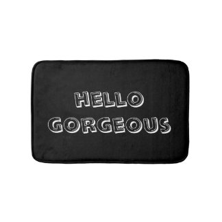 Schwarz & Weiß "Hello Gorgeous Brush Letter Themed Badematte