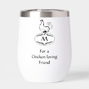 Schwarz-Weiß-Hen auf einem Monogramm-Ei