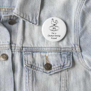 Schwarz-Weiß-Hen auf einem Monogramm-Ei Button