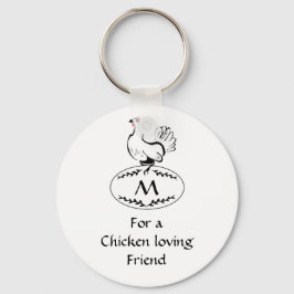 Schwarz-Weiß-Hen auf einem Monogramm-Ei Schlüsselanhänger