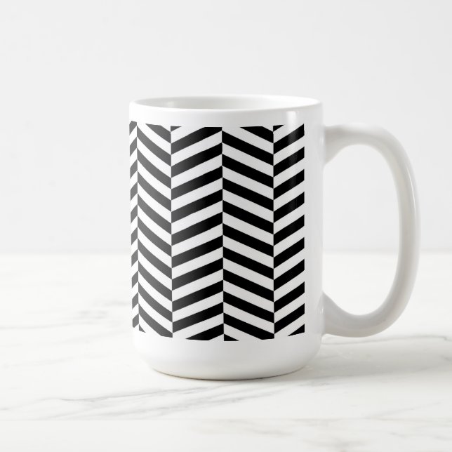 Schwarz-Weiß-Herringbone Kaffeetasse (Rechts)