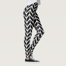 Schwarz-weiß Herringbone Patterns Chic Weihnachten Leggings