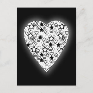 Schwarz-Weiß-Herz. Gemustertes Herzdesign. Postkarte
