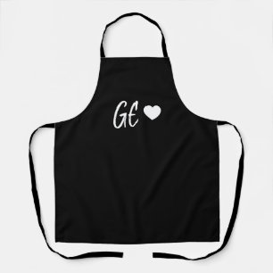 Schwarz-Weiß-Herz handgeschriebenes Monogramm Schürze
