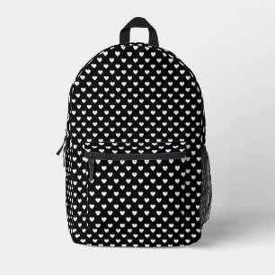Schwarz-Weiß-Herz-Muster Bedruckter Rucksack