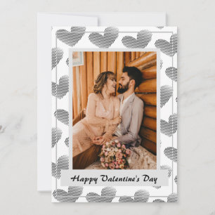 Schwarz-Weiß-Herz Muster Happy Valentinstag Feiertagskarte