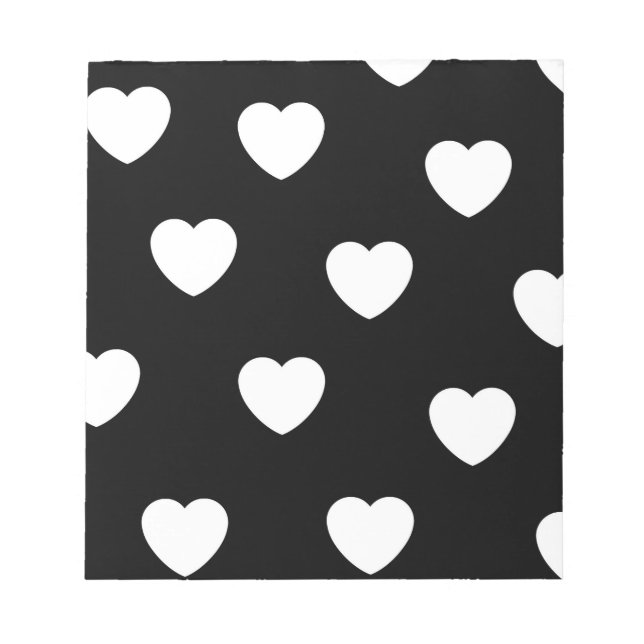 Schwarz-Weiß-Herz-Muster Notizblock (Vorderseite)