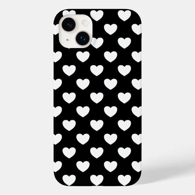 Schwarz-Weiß-Herzen Trendy Polka Dot Style Case-Mate iPhone Hülle (Rückseite)