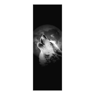 Schwarz & Weiß heulender Wolf & Mond Fotodruck