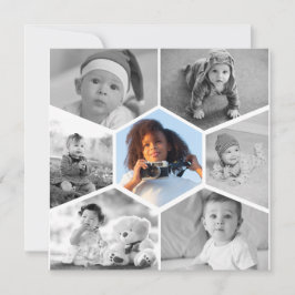 Schwarz-Weiß-Hexagon-FotoCollage Dankeskarte