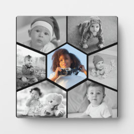 Schwarz-Weiß-Hexagon-FotoCollage Fotoplatte