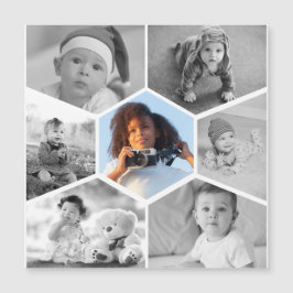Schwarz-Weiß-Hexagon-FotoCollage Magneteinladung