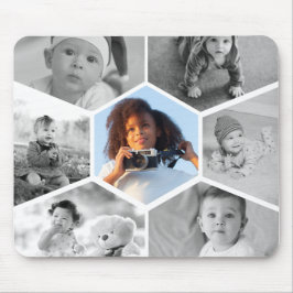 Schwarz-Weiß-Hexagon-FotoCollage Mousepad